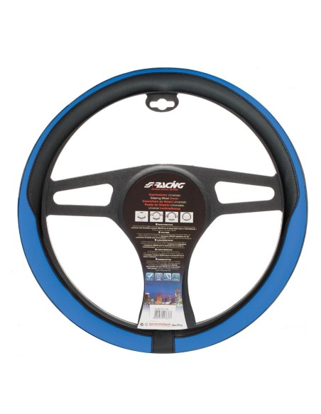 Coprivolante auto diametro 37 39cm Simoni Racing Tidy eco pelle nera e blu