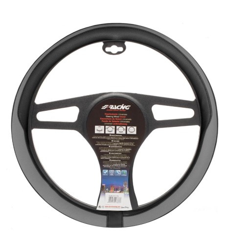 Coprivolante auto diametro 37 39cm Simoni Racing Tidy eco pelle nera e grig