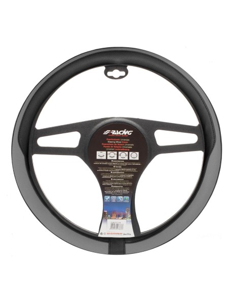 Coprivolante auto diametro 37 39cm Simoni Racing Tidy eco pelle nera e grig