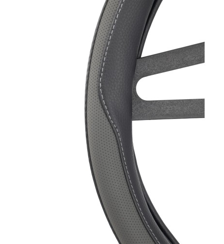 Coprivolante auto diametro 37 39cm Simoni Racing Tidy eco pelle nera e grig