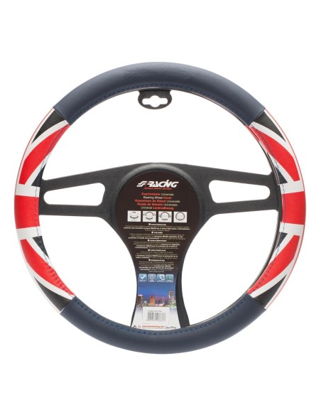 Coprivolante auto diametro 37 39cm Simoni Racing UK Flag ecopelle