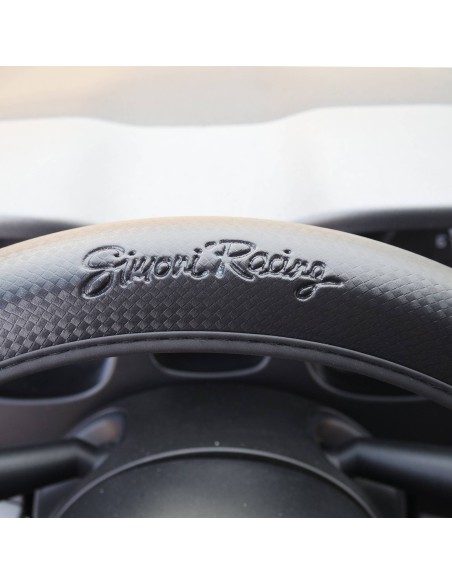 Coprivolante universale 37 39mm eco pelle nera carbon look