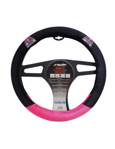 Coprivolante universale 37 39mm microfibra rosa e nera con strass