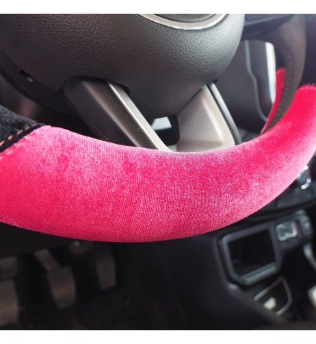 Coprivolante universale 37 39mm microfibra rosa e nera con strass