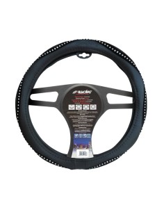 Coprivolante universale auto 37 39cm ecopelle nero con strass