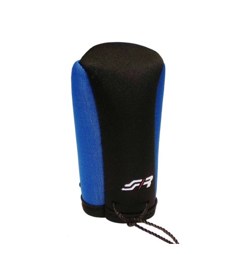 Cover universale per pomello cambio microfibra nera e blu Simoni Racing