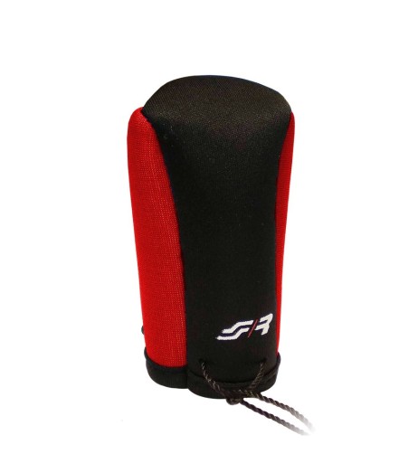 Cover universale per pomello cambio microfibra nera e rossa Simoni Racing