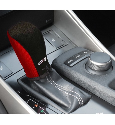 Cover universale per pomello cambio microfibra nera e rossa Simoni Racing