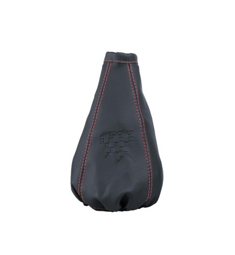 Cuffia copri cambio universale sportiva eco pelle nera cuciture rosse 250mm