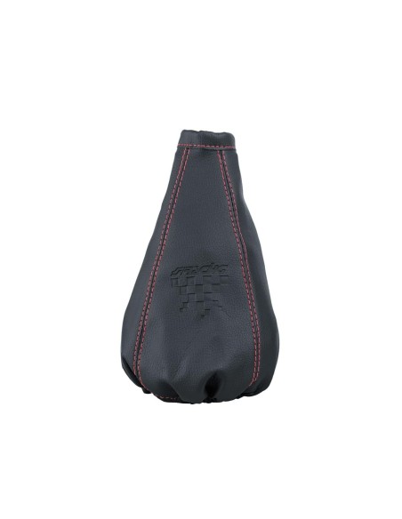 Cuffia copri cambio universale sportiva eco pelle nera cuciture rosse 250mm