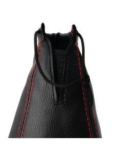 Cuffia copri cambio universale sportiva eco pelle nera cuciture rosse 250mm 2