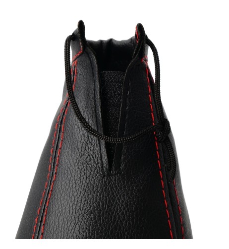 Cuffia copri cambio universale sportiva eco pelle nera cuciture rosse 250mm