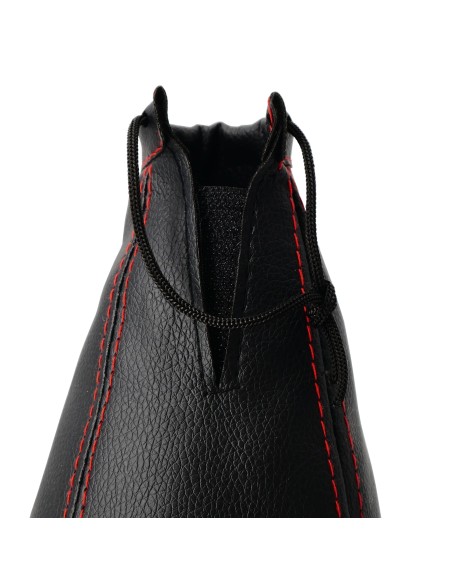 Cuffia copri cambio universale sportiva eco pelle nera cuciture rosse 250mm