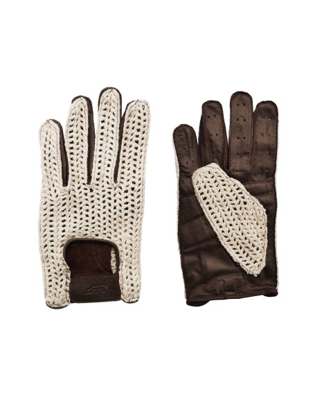 Guanti da guida vintage in vera pelle e retina taglia XL