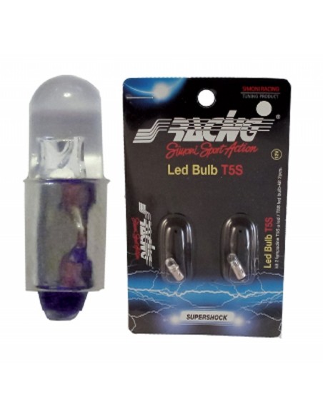 Kit 2 lampadine a singolo led T5S BA5s ultrablu Simoni Racing