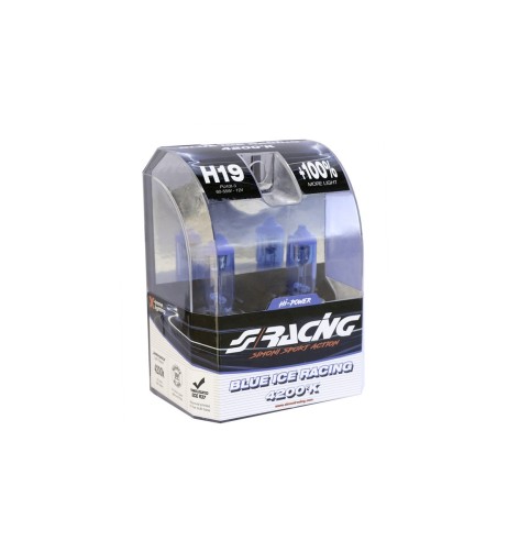 Kit 2 lampadine alogene H19 60 55W ghiaccio 4200K Blue Ice Simoni Racing