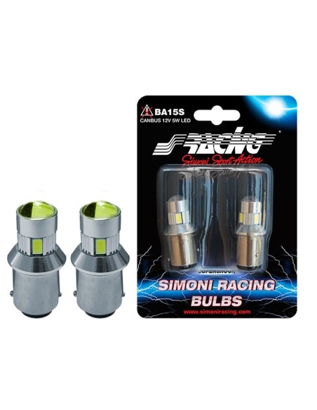 Kit 2 lampadine led BA15s Canbus a 6 led 5W led rosso