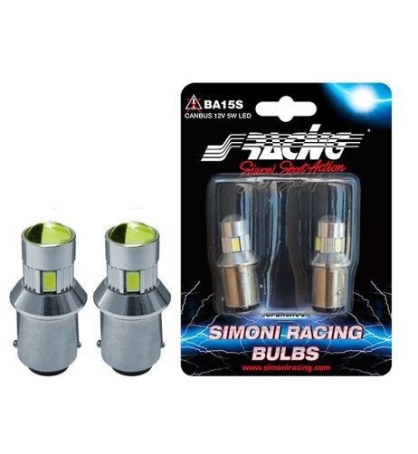 Kit 2 lampadine led BA15s Canbus a 6 led 5W led ultrabianco