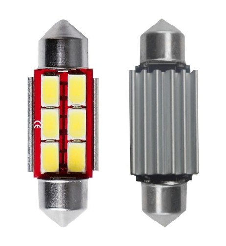 Kit 2 lampadine led Canbus Siluro 31mm 6 led 170lm 6000K