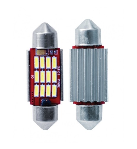 Kit 2 lampadine Led siluro 36mm a 12 microled bianco Canbus Simoni Racing