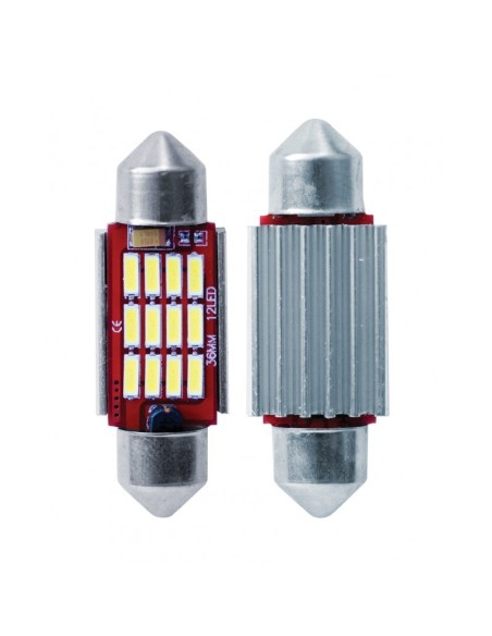 Kit 2 lampadine Led siluro 36mm a 12 microled bianco Canbus Simoni Racing