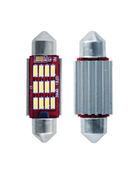 Kit 2 lampadine Led siluro 39mm a 12 microled bianco Canbus Simoni Racing