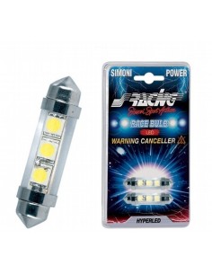 Kit 2 lampadine led siluro warning led 3 microled bianco 42mm