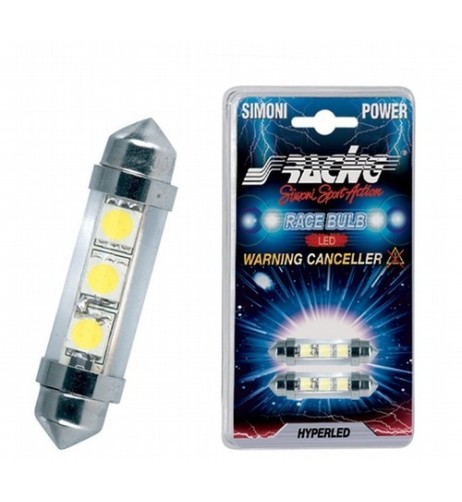 Kit 2 lampadine led siluro warning led 3 microled bianco 42mm