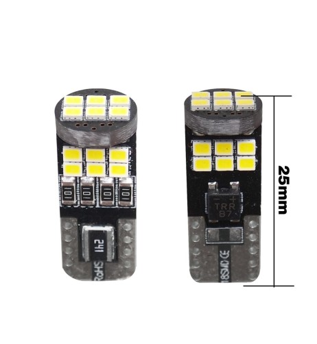 Kit 2 lampadine led T10 CANBUS no polarity 18 led 6500k 12V