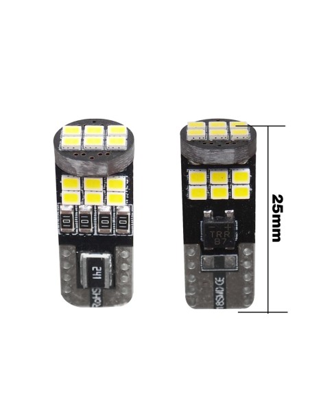 Kit 2 lampadine led T10 CANBUS no polarity 18 led 6500k 12V
