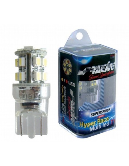 Kit 2 lampadine led T10 W5W hyper multi 15 led superbianco