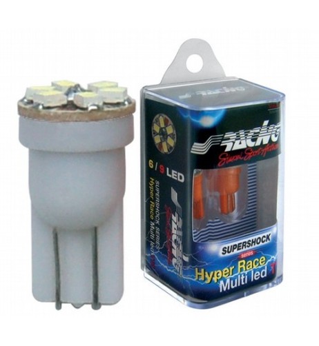 Kit 2 lampadine led T10 W5W hyper multi 6 led blu