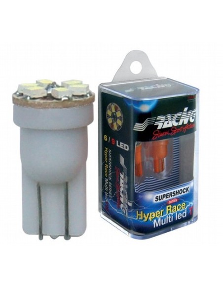 Kit 2 lampadine led T10 W5W hyper multi 6 led blu