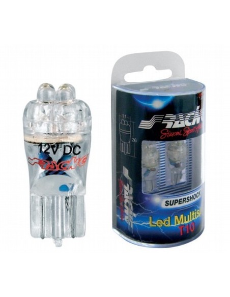 Kit 2 lampadine led T10 W5W multispot 4 led bianco