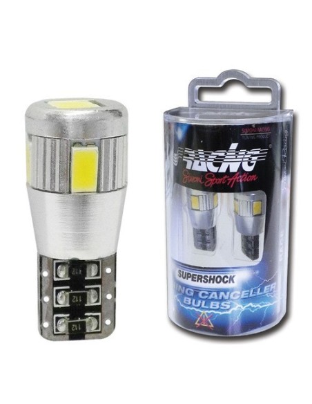 Kit 2 lampadine led T10 W5W Warning Canceller 25W 6 chip