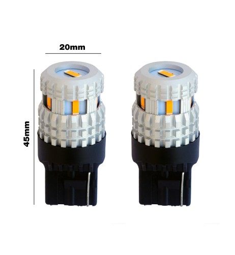 Kit 2 lampadine T20 6 led arancio CSP 1860 canbus no polarity mono filament