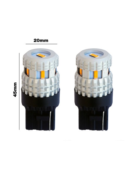 Kit 2 lampadine T20 6 led arancio CSP 1860 canbus no polarity mono filament