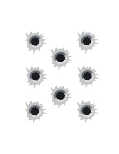 Kit 8 adesivi x auto design foro proiettile Bullet Holes