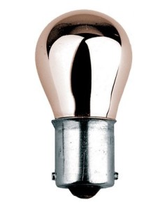 Lampadina singola alogena Bau15s cromata mono filamento 12V 21 ambra