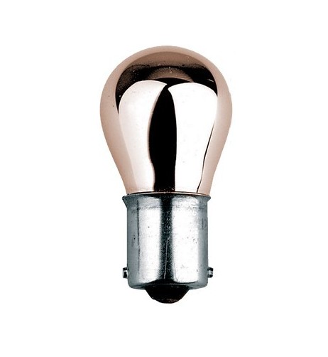 Lampadina singola alogena Bau15s cromata mono filamento 12V 21 ambra
