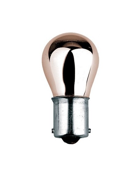 Lampadina singola alogena Bau15s cromata mono filamento 12V 21 ambra