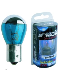 Lampadina singola alogena Bay15d metallescente doppio filamento superbianca
