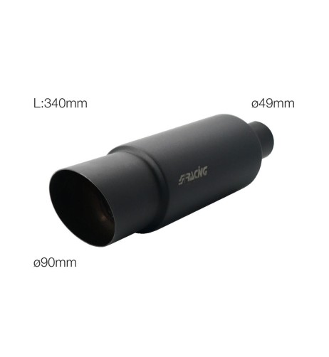 Marmitta universale inox nero uscita rotonda inclinata ESR086N