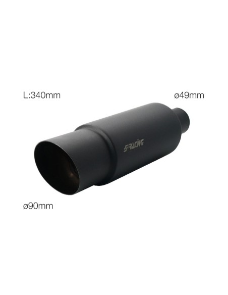 Marmitta universale inox nero uscita rotonda inclinata ESR086N