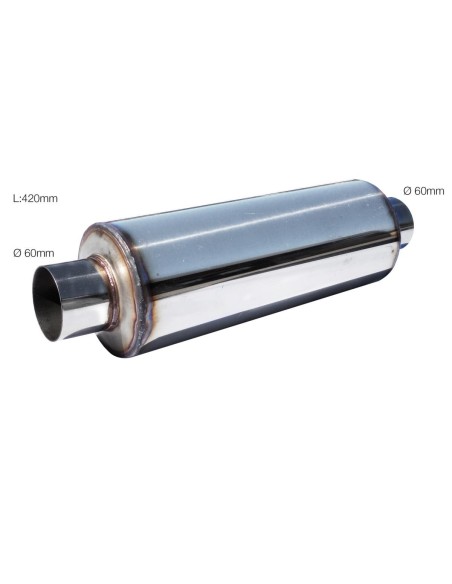 Silenziatore universale inox non lucidato uscita rotonda 60mm