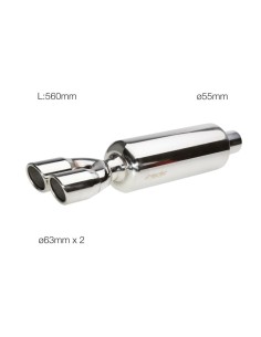 Marmitta universale inox uscita rotonda doppia 55mm ESR661 2