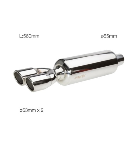 Marmitta universale inox uscita rotonda doppia 55mm ESR661