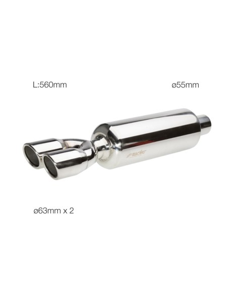 Marmitta universale inox uscita rotonda doppia 55mm ESR661