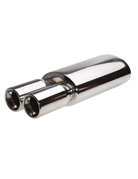 Marmitta universale inox uscita rotonda doppia 60mm ESR109