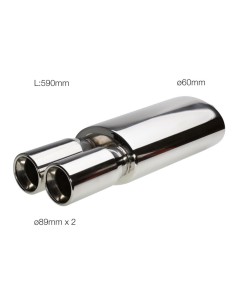 Marmitta universale inox uscita rotonda doppia 60mm ESR109 2